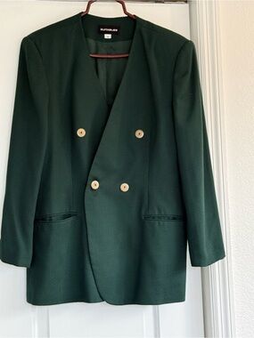 Dark Green Double-Breasted Blazer